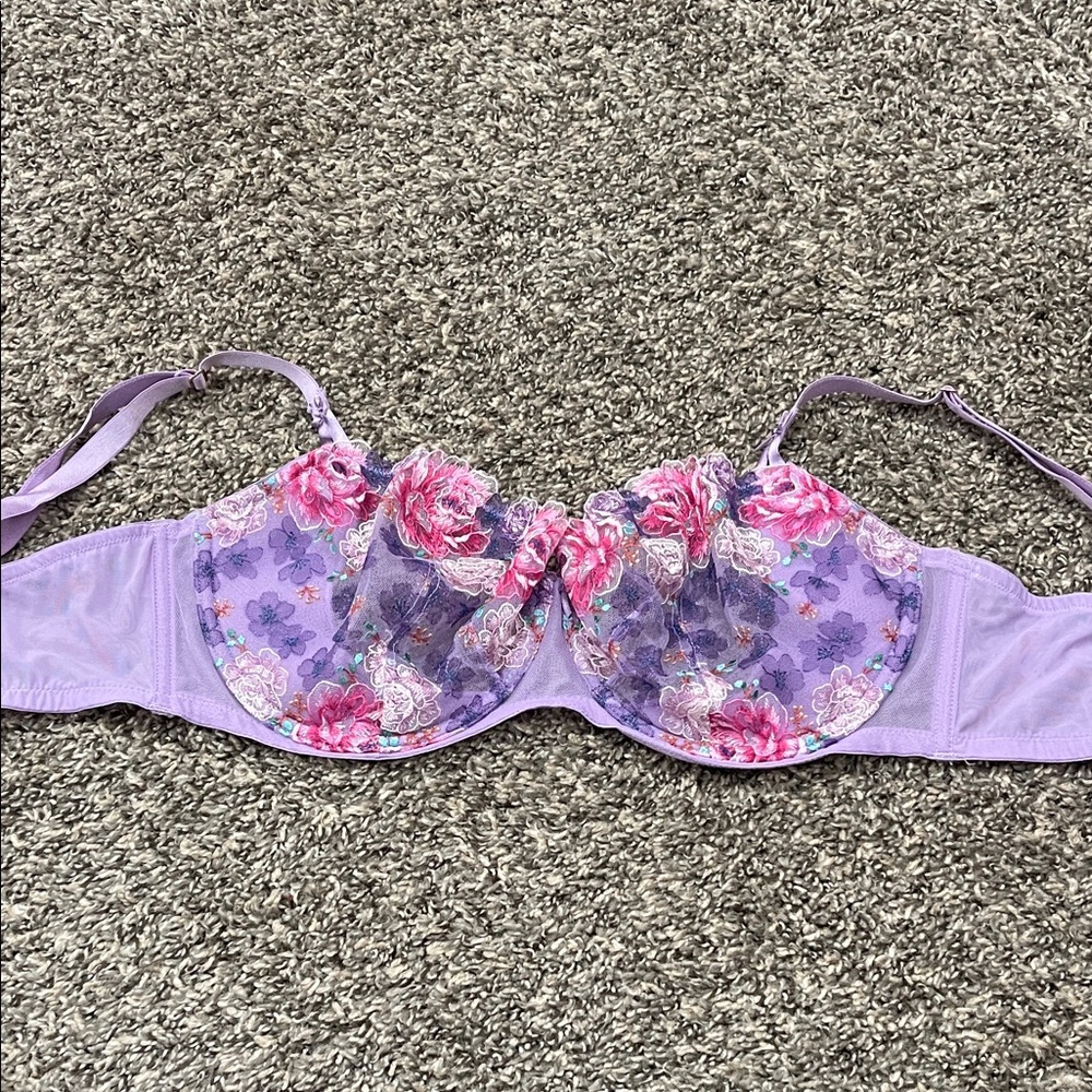 Victoria's Secret Purple and Pink Floral Lace Bra